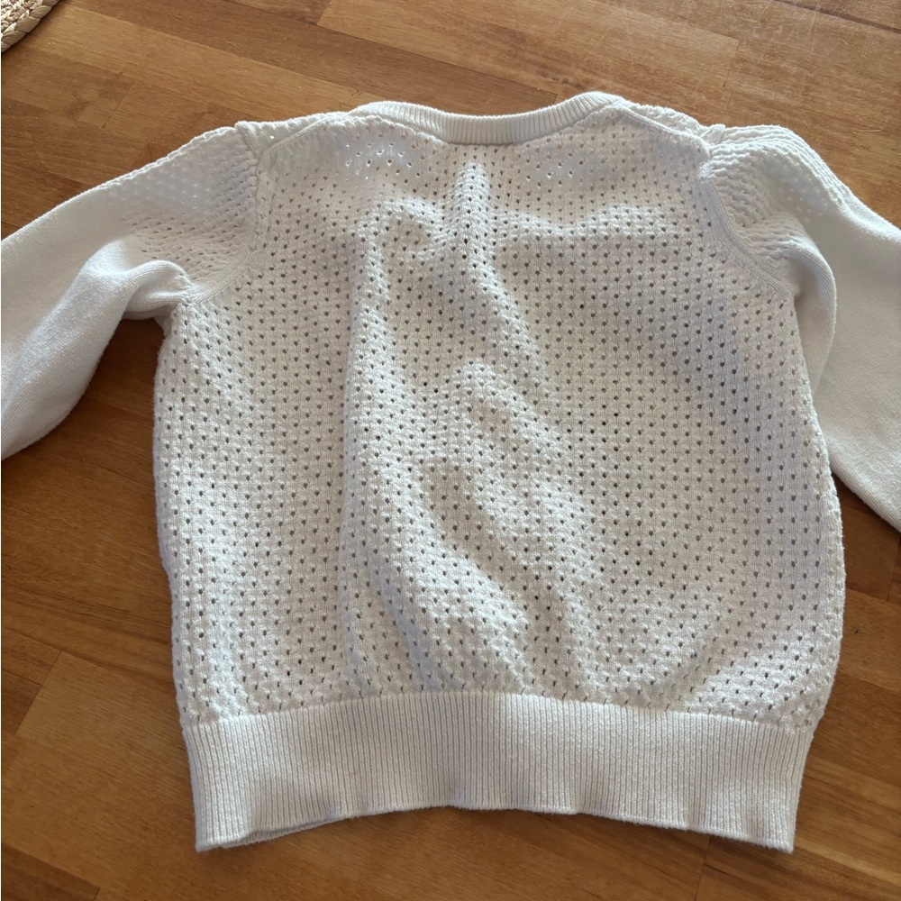 Hanna Andersson White Openwork Knit Button Cardigan - 6/7 - Picture 4 of 4